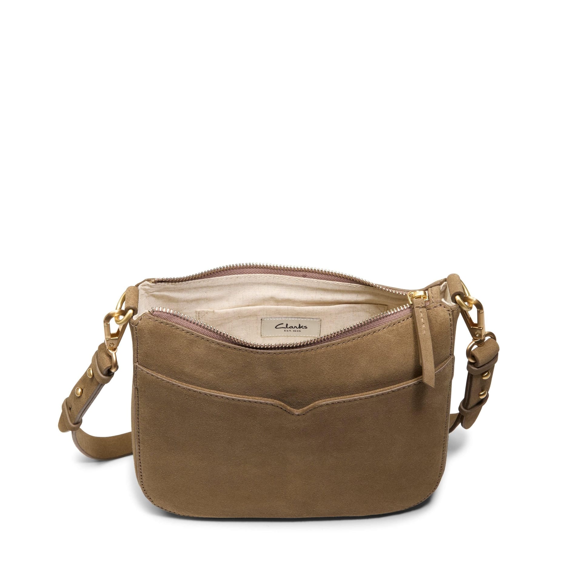 Clarks Clarks Women's Topsham Willow Dark Sand Suede Shoulder Bag, Cross Body Bag in Beige - 4