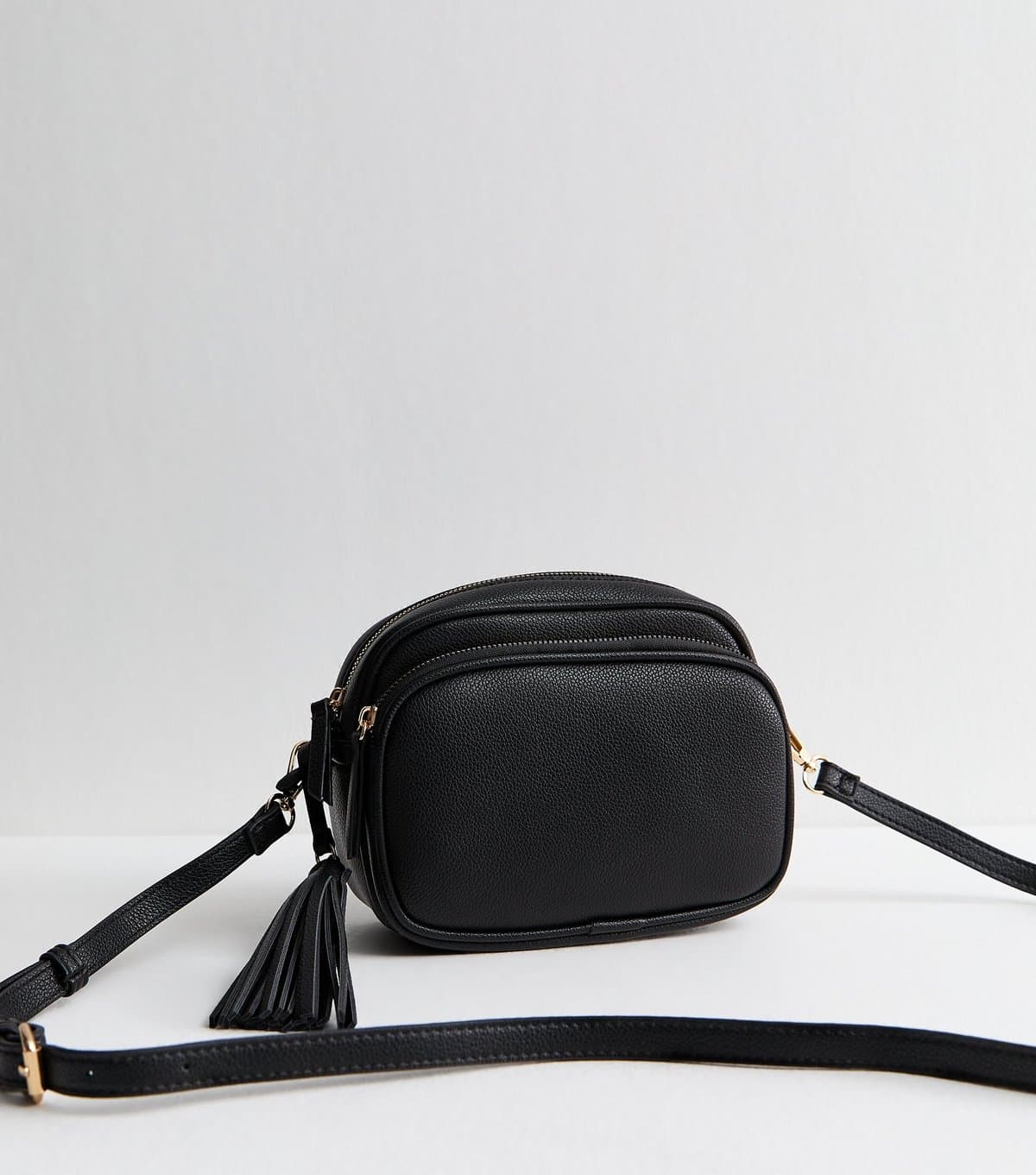 New Look Black Faux Leather Tassel Crossbody Camera Bag New Look