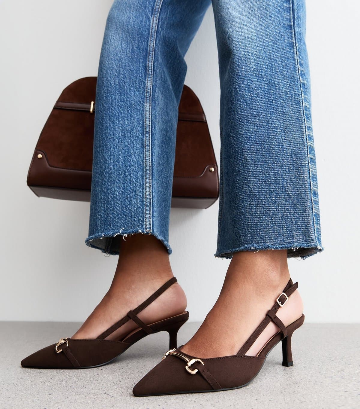 New Look New Look Dark Brown Faux Suede Slingback Pumps