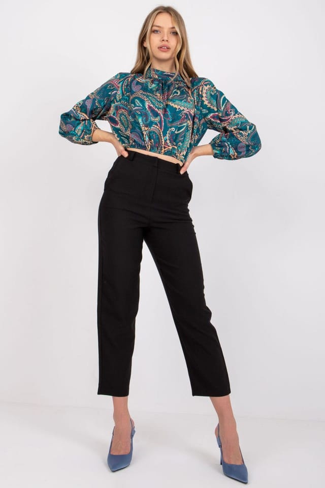 Love Lace Love Lace Women's Everyday Stand Collar Short Blouse Long Sleeve in Green - 2