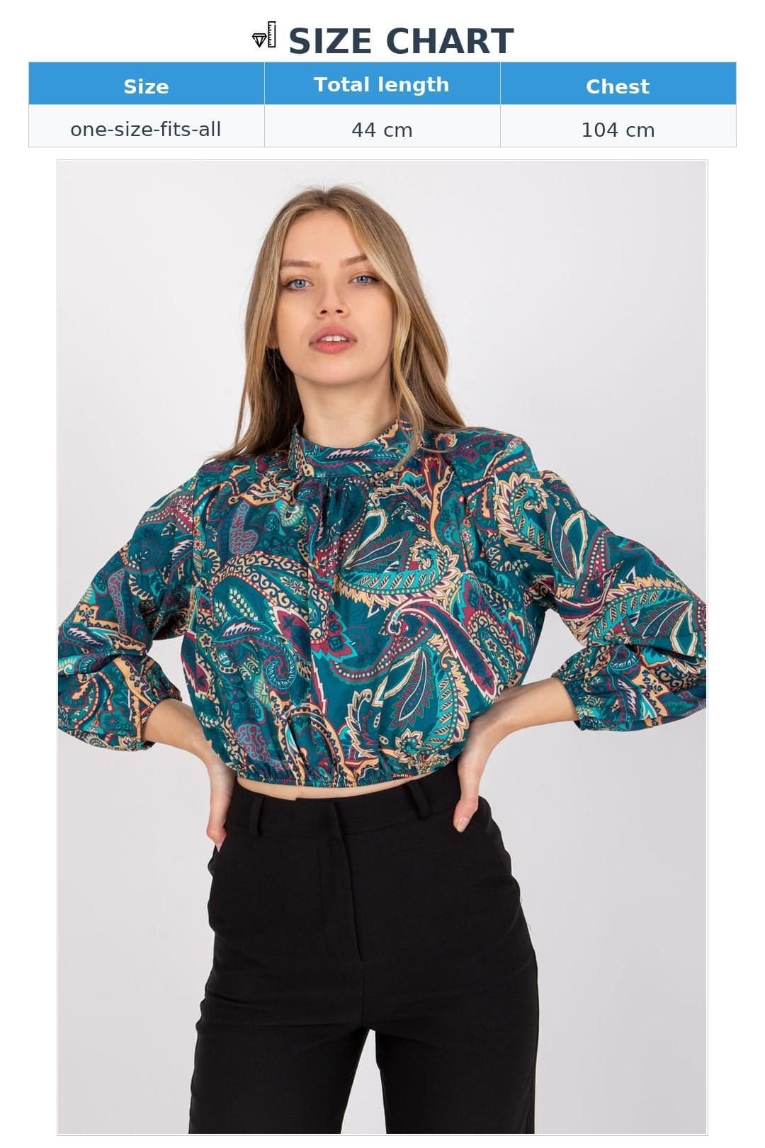 Love Lace Love Lace Women's Everyday Stand Collar Short Blouse Long Sleeve in Green - 4