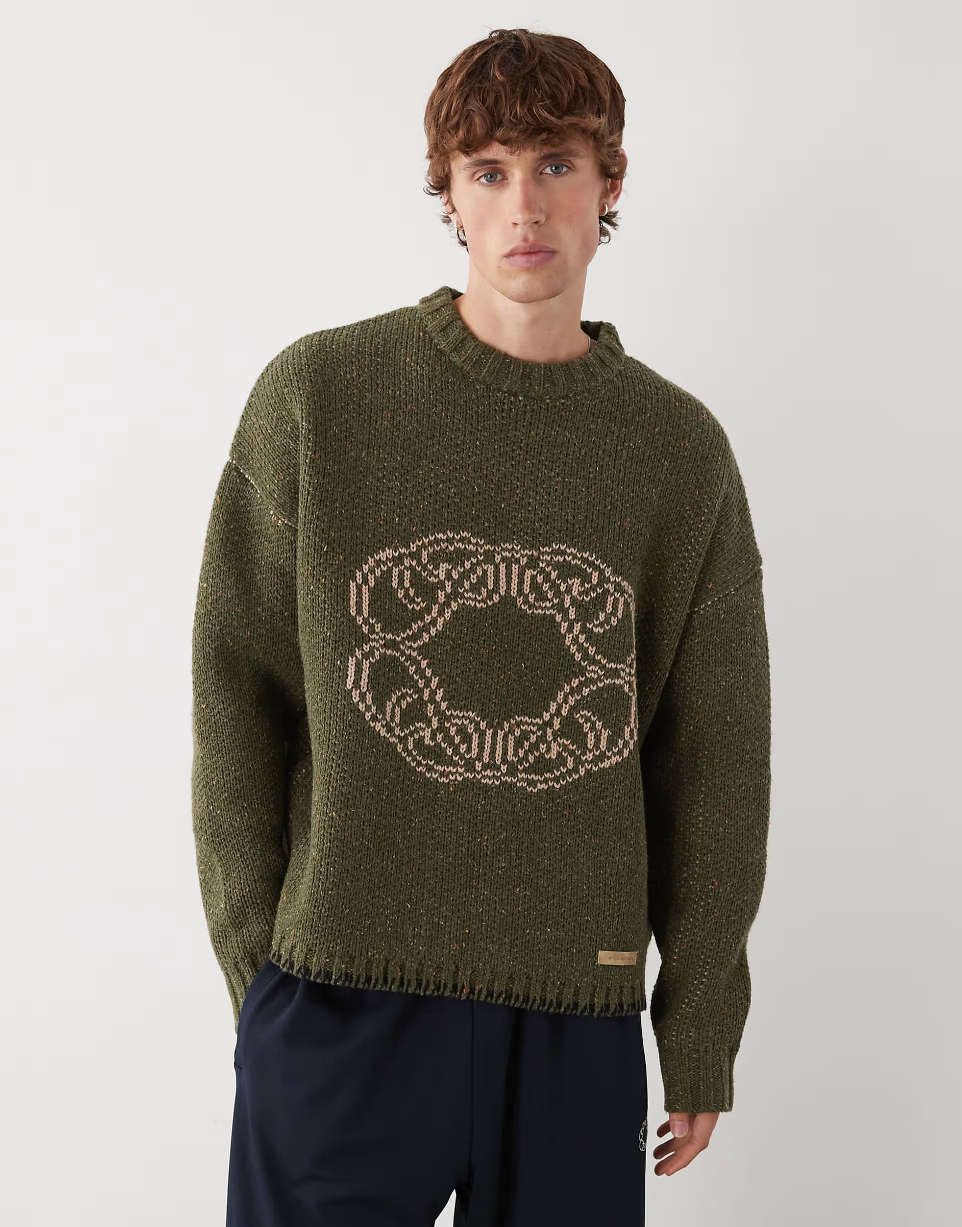 ASOS Prohibited oversized cropped legacy logo knit jumper in green