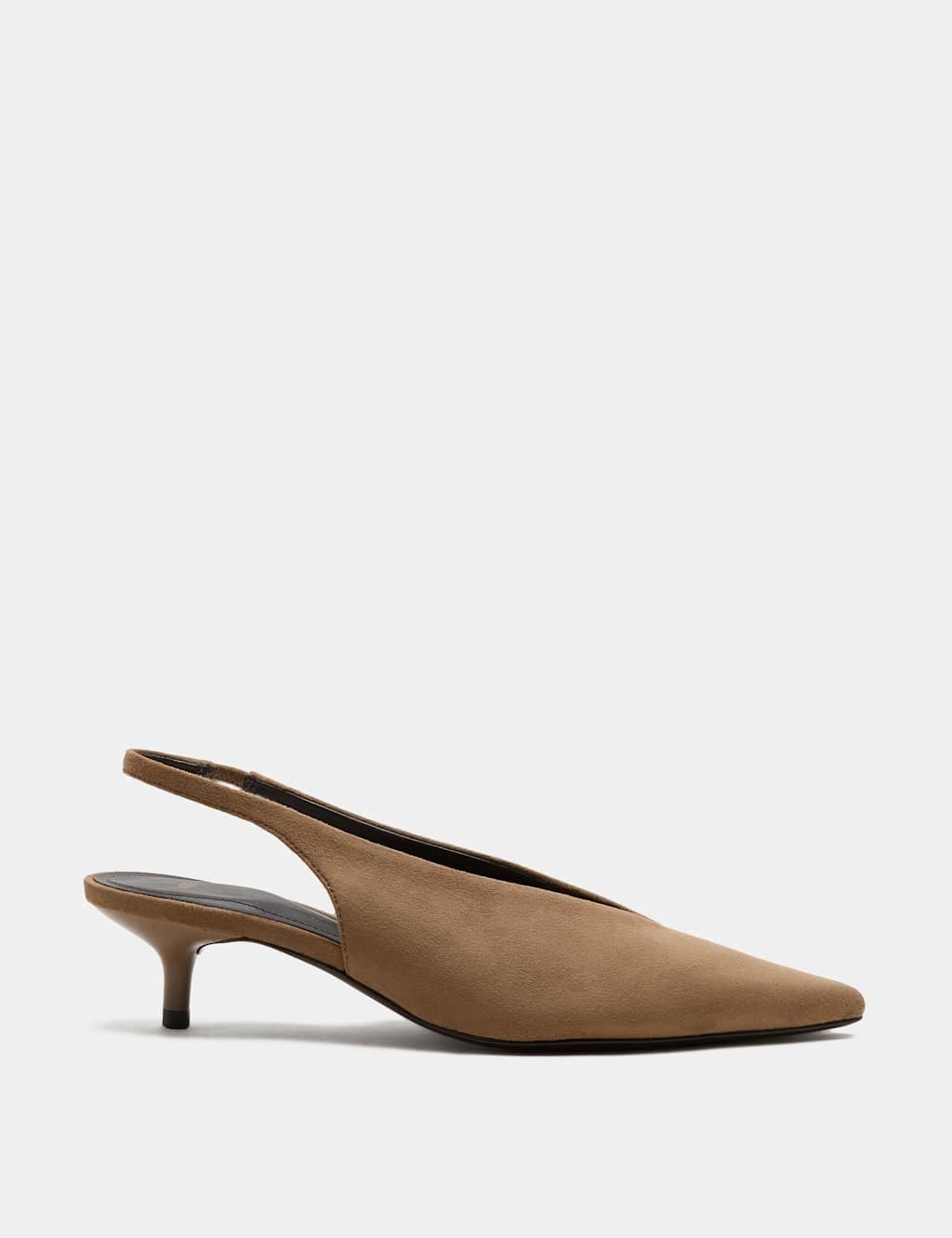 Marks & Spencer M&S Kitten Heel Pointed Slingback Shoes Taupe