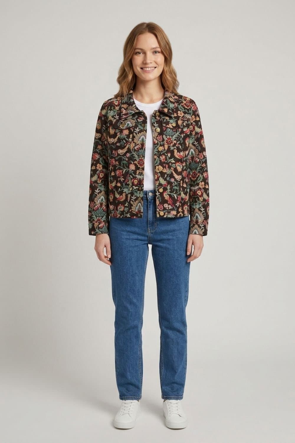 Izabel London Izabel London Women's Paisley Tapestry Texture Jacket in Brown