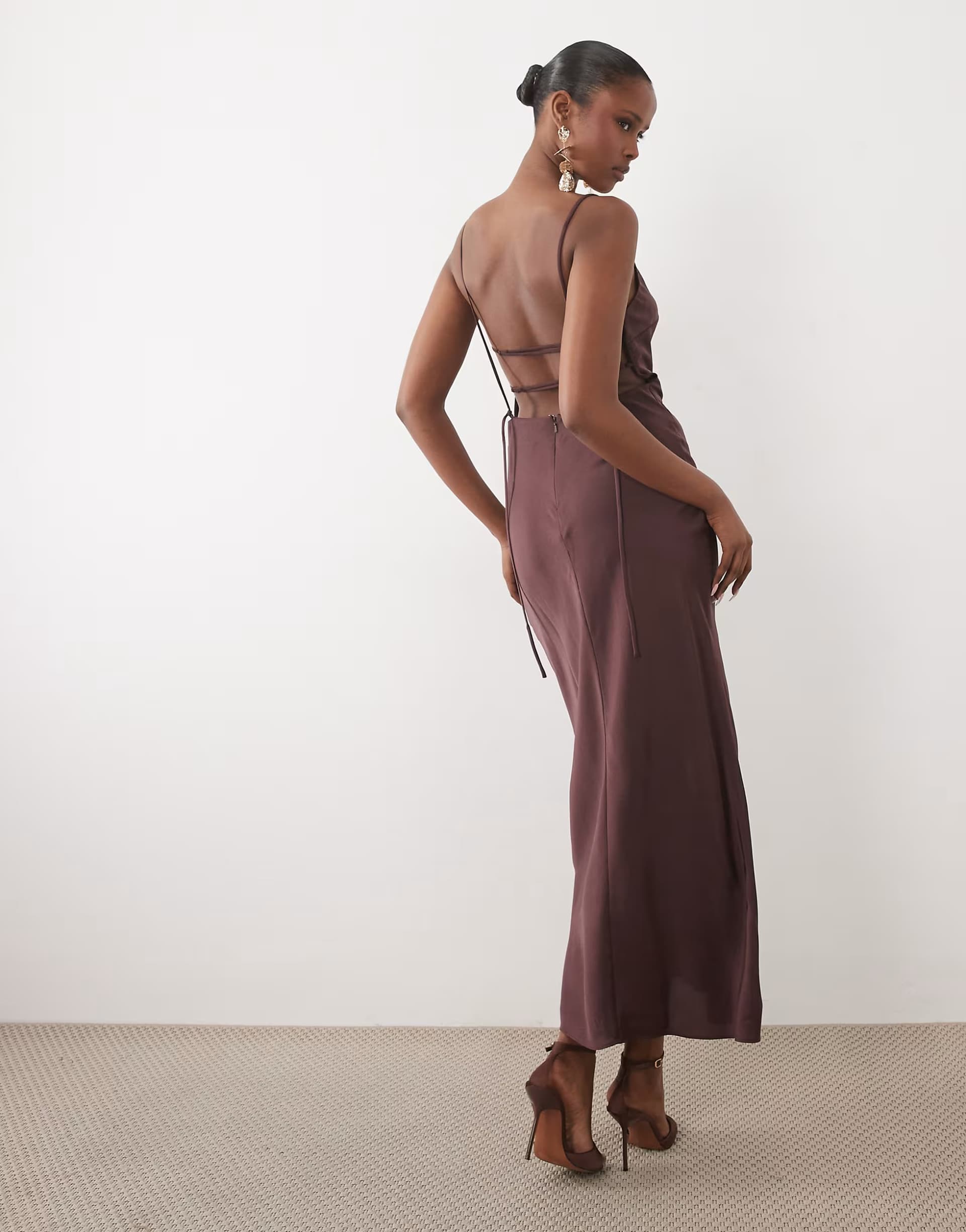 ASOS ASOS DESIGN straight neck cami midi dress with strappy back