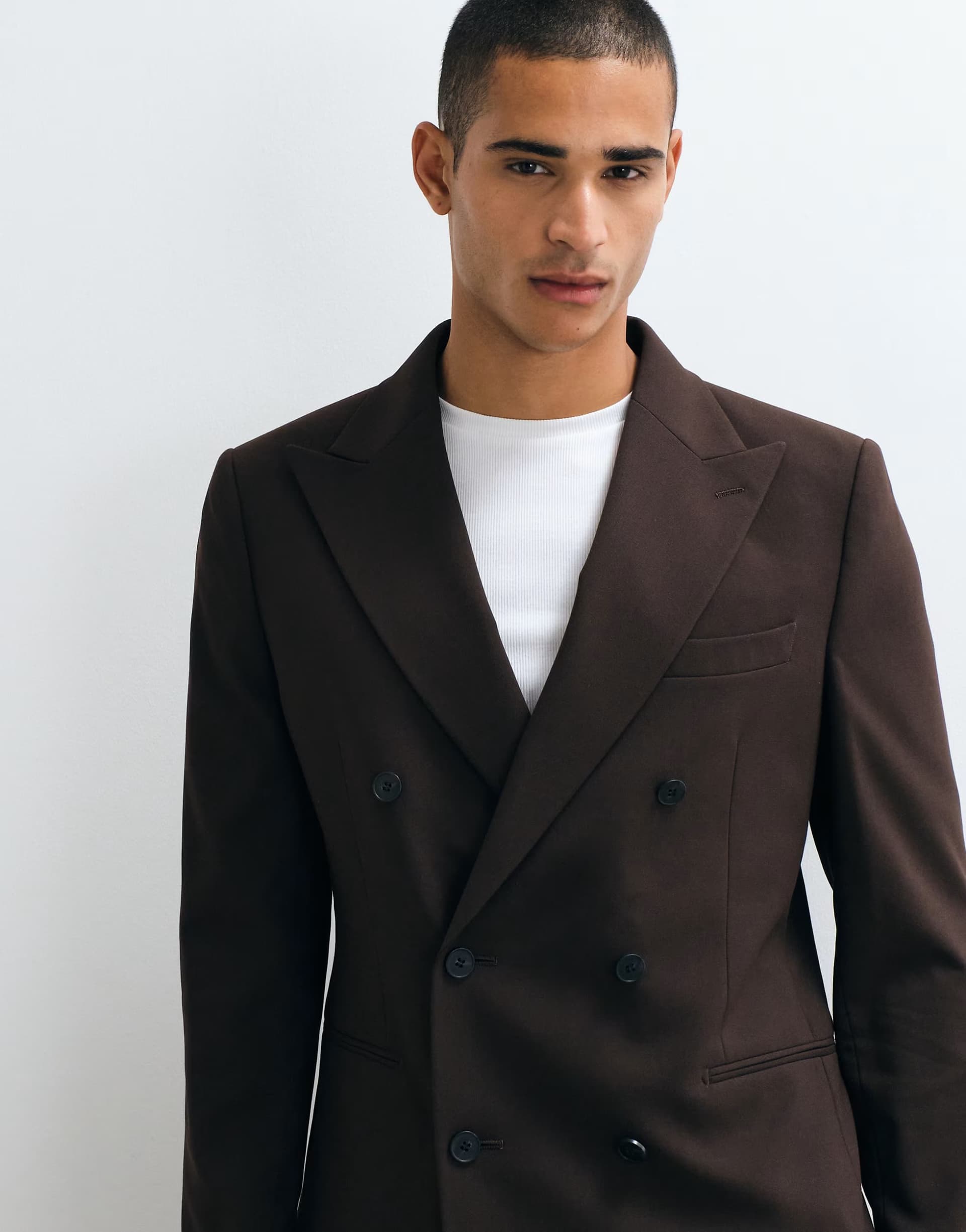 ASOS ASOS DESIGN slim double breasted suit jacket in dark brown