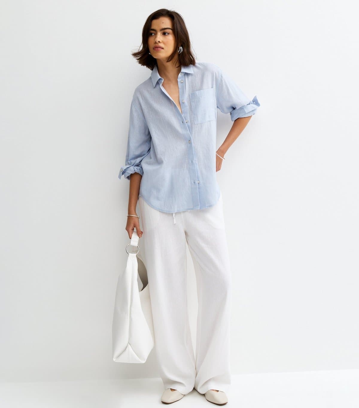 New Look Women's Blue Chambray Relaxed Long Sleeve Shirt New Look