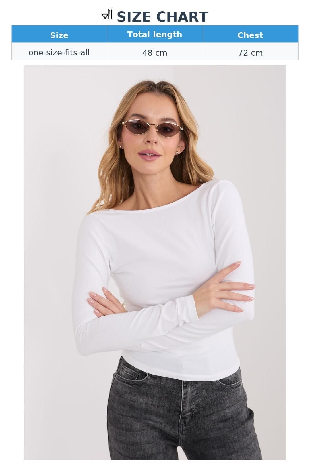 Love Lace Love Lace Women's Fitted Long Sleeve Cotton Blouse Boat Neck in White - 4