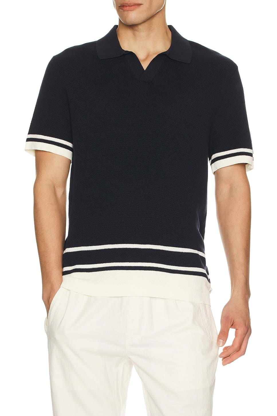 revolve Cotton Textured Johnny Collar Polo