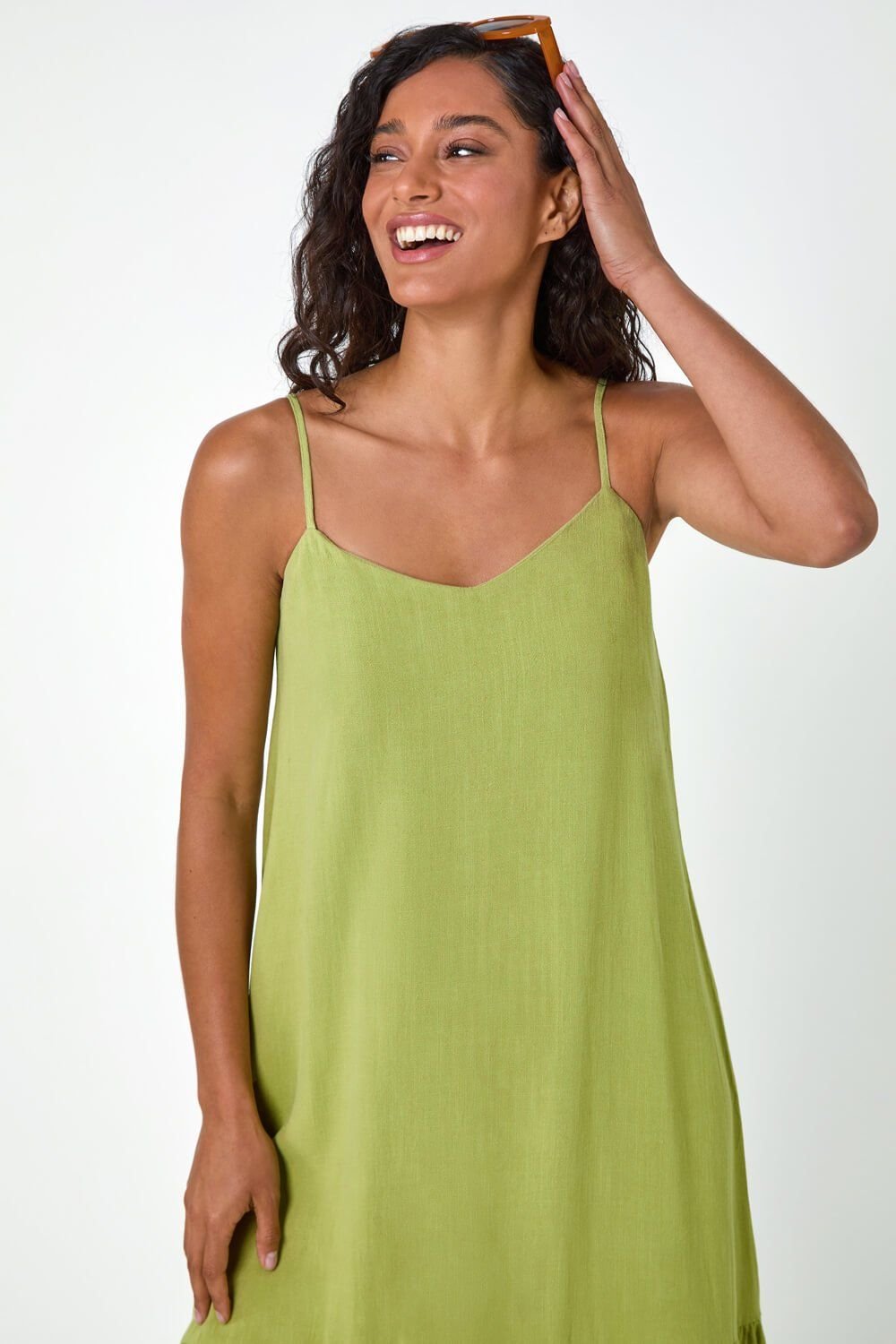 Dusk Dusk Women's Strappy Tiered Maxi Dress in Green - 4