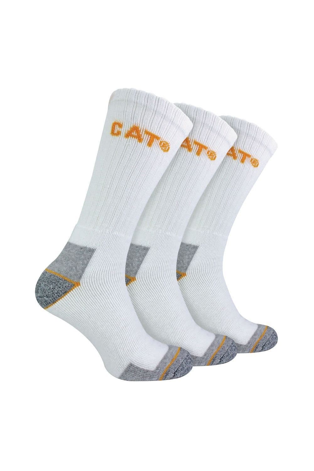 CAT CAT Men's 3 Pack Real Work Cotton Socks in White
