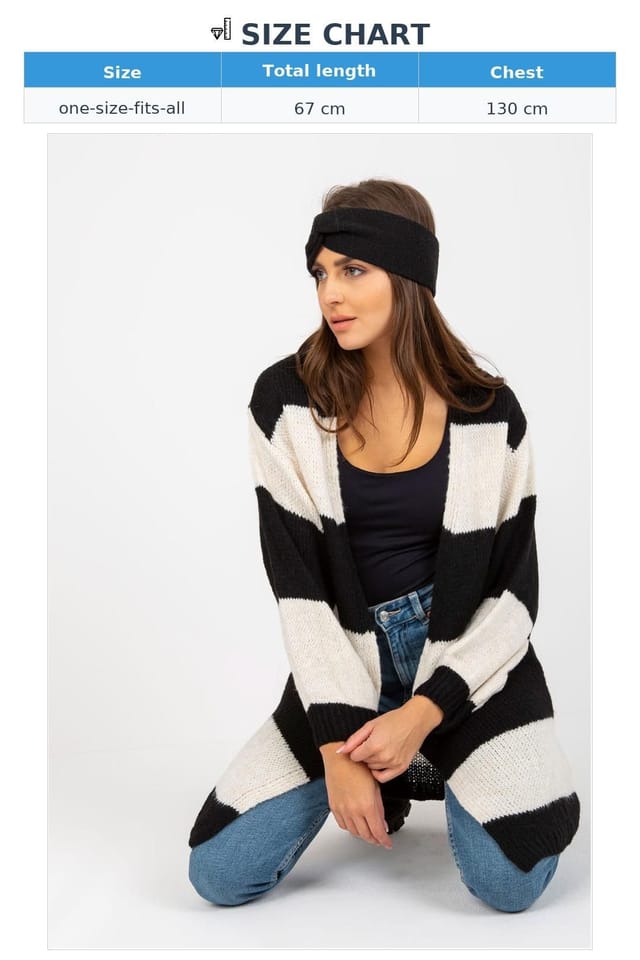 Love Lace Love Lace Women's Long Loose Sleeve Cardigan with Color Stripes in Black - 2