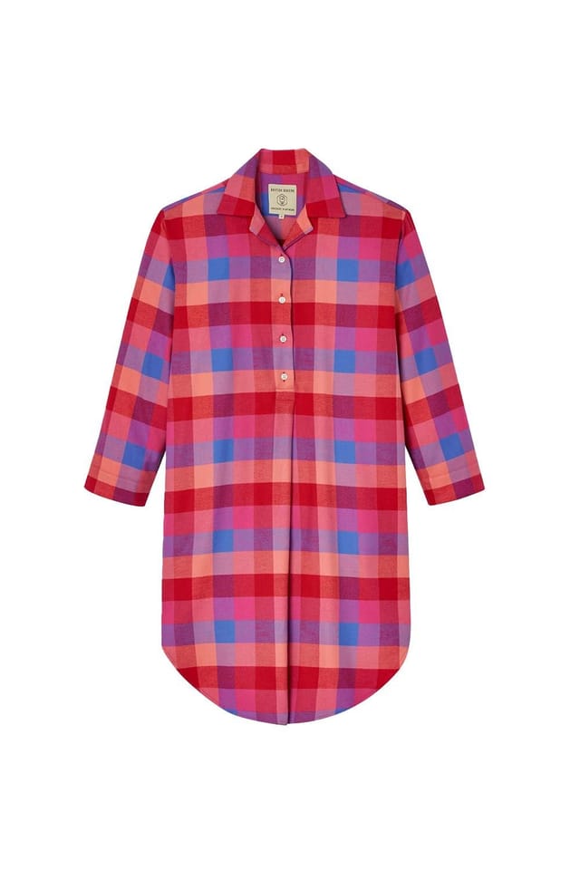 British Boxers British Boxers Women's "Coral Shire" Square Brushed Cotton Nightshirt in Coral - 2