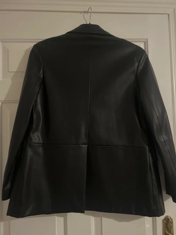 Bershka Bershka faux leather black blazer XS