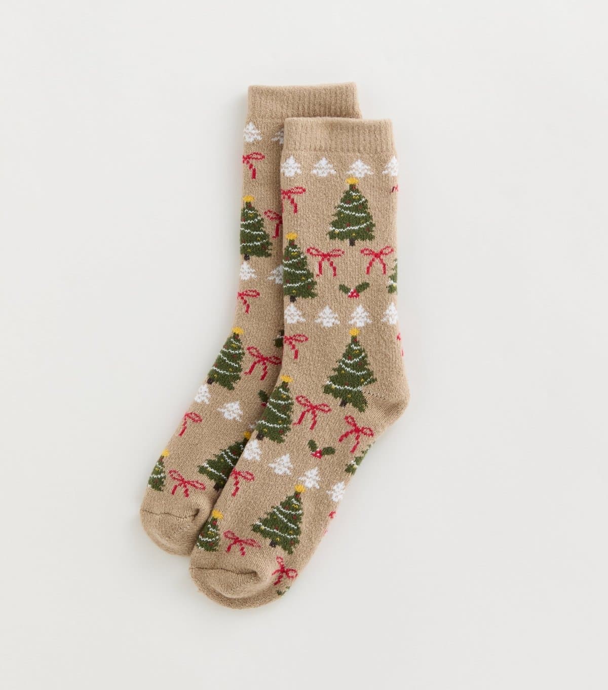 New Look Oatmeal Knit Christmas Patterned Ankle Socks New Look