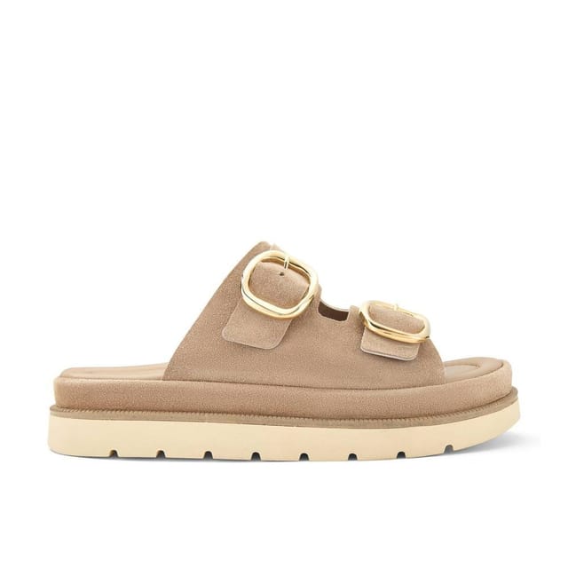 Clarks Clarks Women's Sorella Mule Sand Suede Flat Sandals, Flatforms, Sliders in Beige - 3