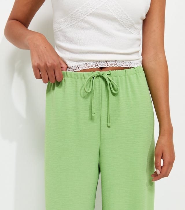 New Look Women's Light Green Drawstring Waist Wide Leg Trousers New Look - 3