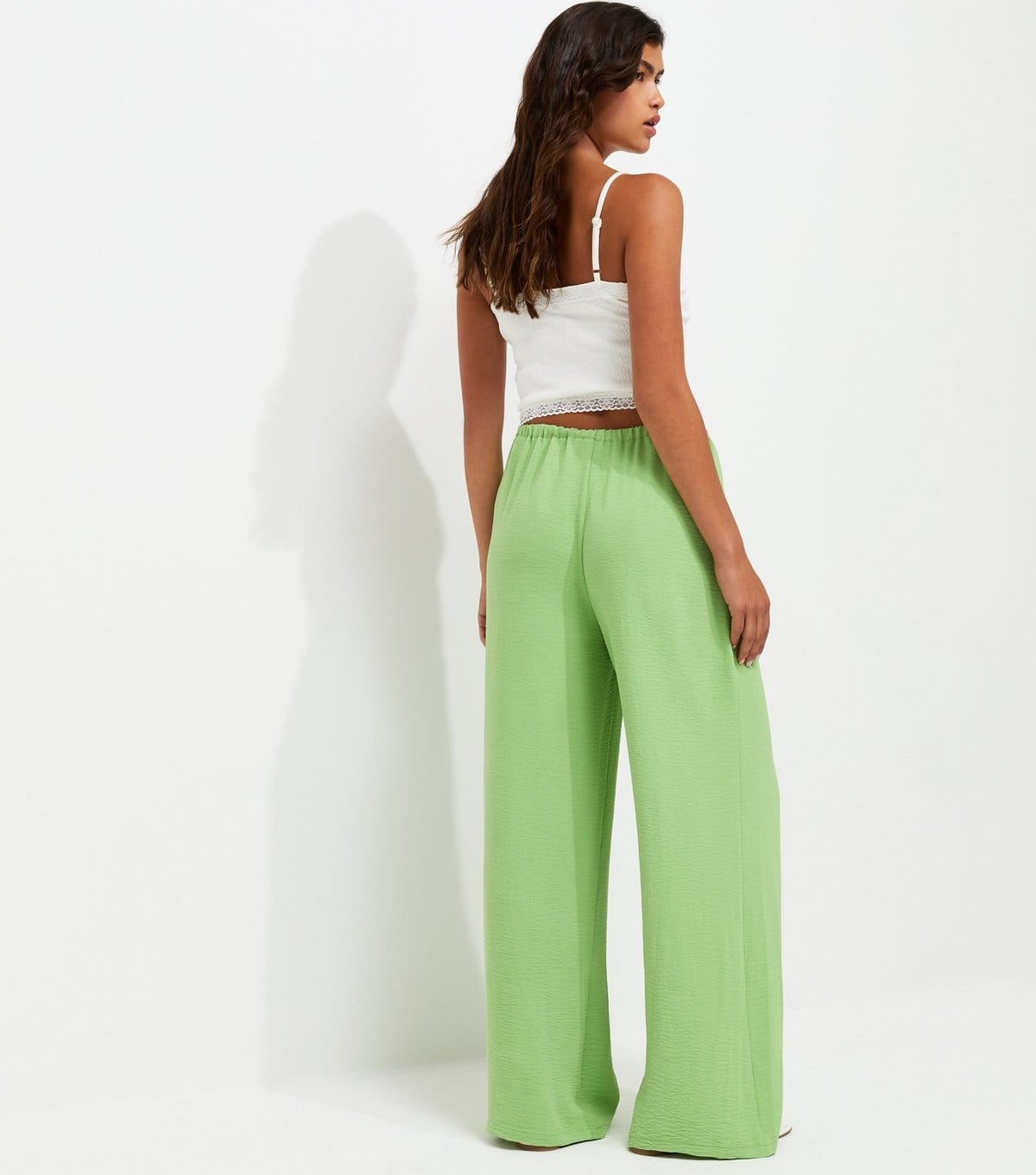 New Look Women's Light Green Drawstring Waist Wide Leg Trousers New Look - 4