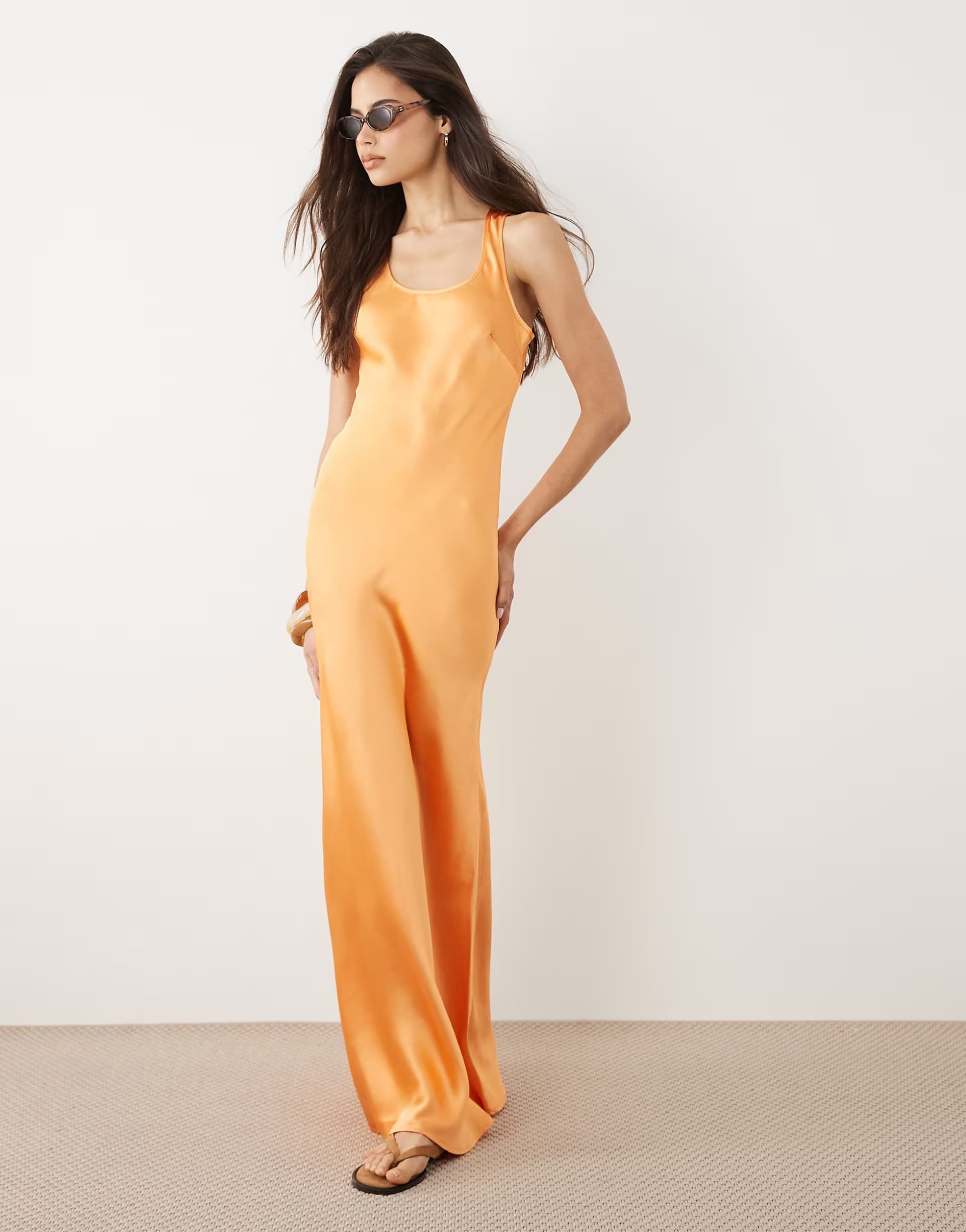 ASOS ASOS DESIGN Tall scoop satin maxi dress in orange