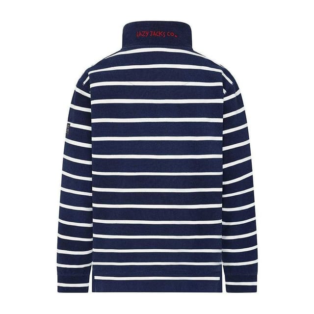 Lazy Jacks Lazy Jacks Men's Contrast Striped Pique Quarter Zip Sweatshirt in Dark Blue - 2