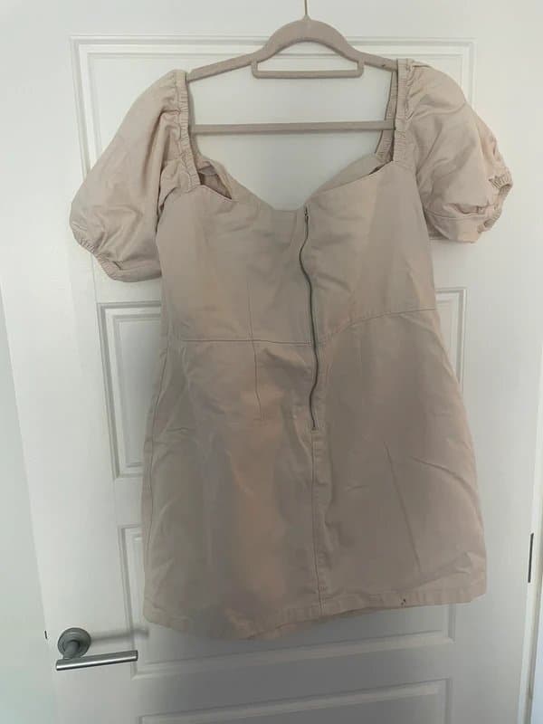 New Look Cream denim milkmaid dress