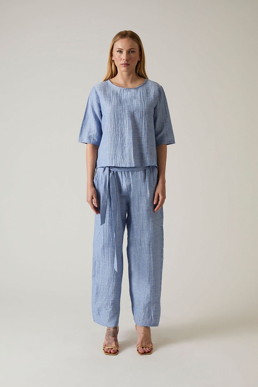 James Lakeland James Lakeland Pale Blue Back Button Top