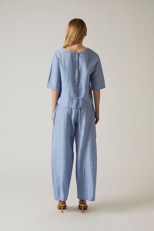 James Lakeland James Lakeland Women's Blue Back Button Top in Pale Blue - 2