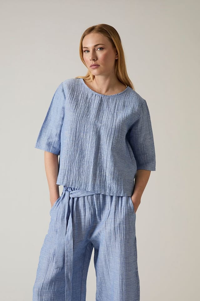 James Lakeland James Lakeland Women's Blue Back Button Top in Pale Blue - 3