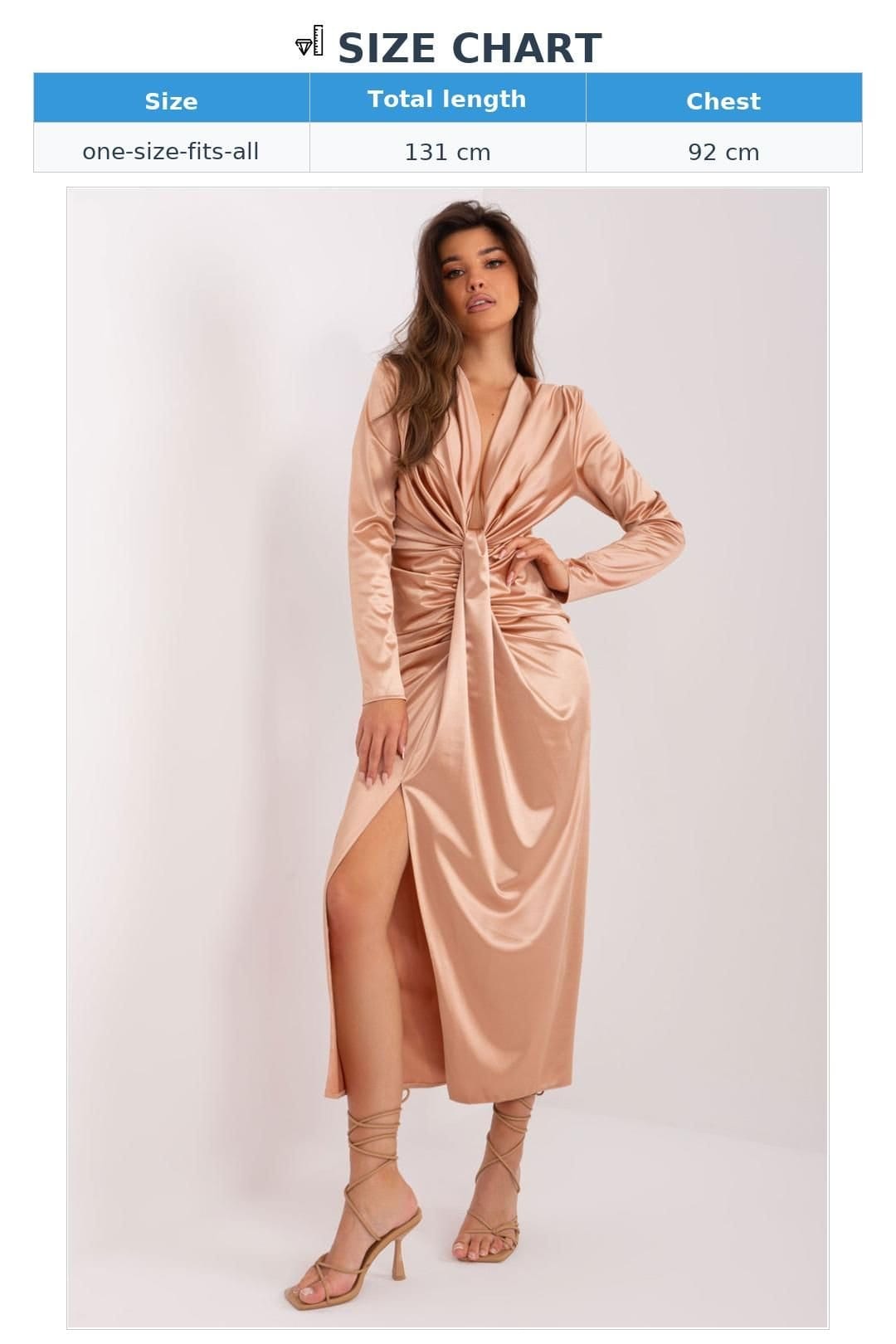 Love Lace Love Lace Women's Minimalist Deep Neck Midi Evening Dress in Rose Gold - 4