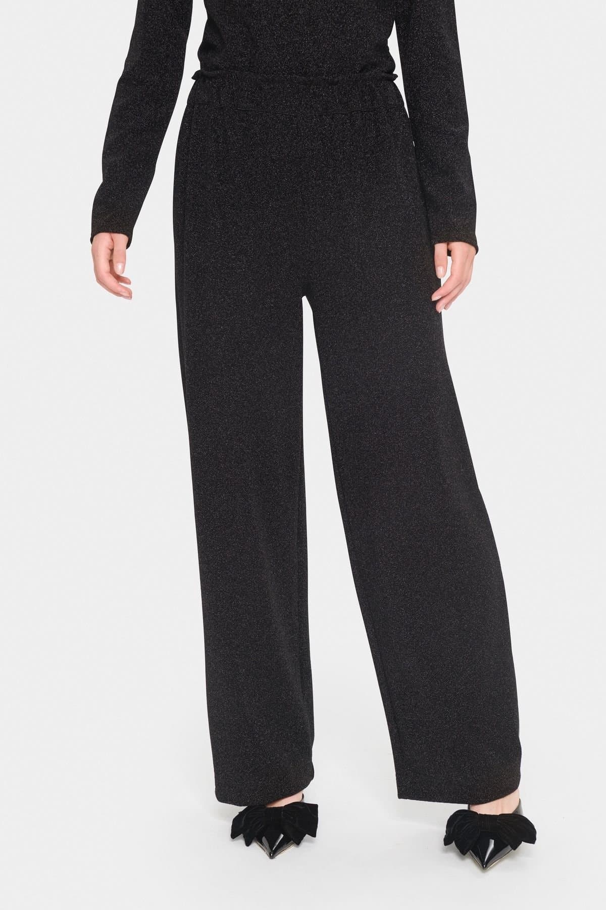 Saint Tropez Saint Tropez Women's HumaSZ Glitter Elastic Waist Trousers in Black