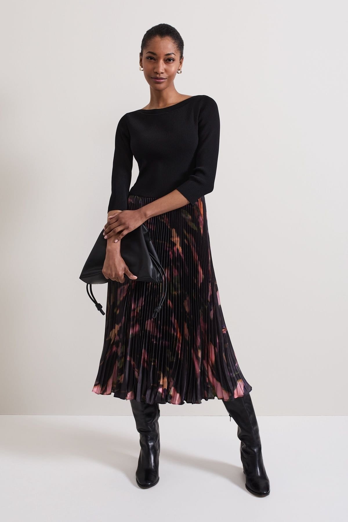 Phase Eight Phase Eight Women's Rhea Long Sleeve Abstract Dress in Dark Pink - 1