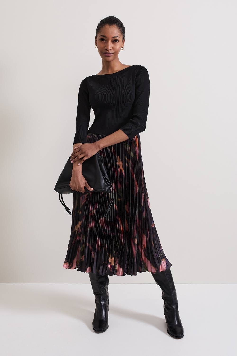 Phase Eight Phase Eight Women's Rhea Long Sleeve Abstract Dress in Dark Pink - 2