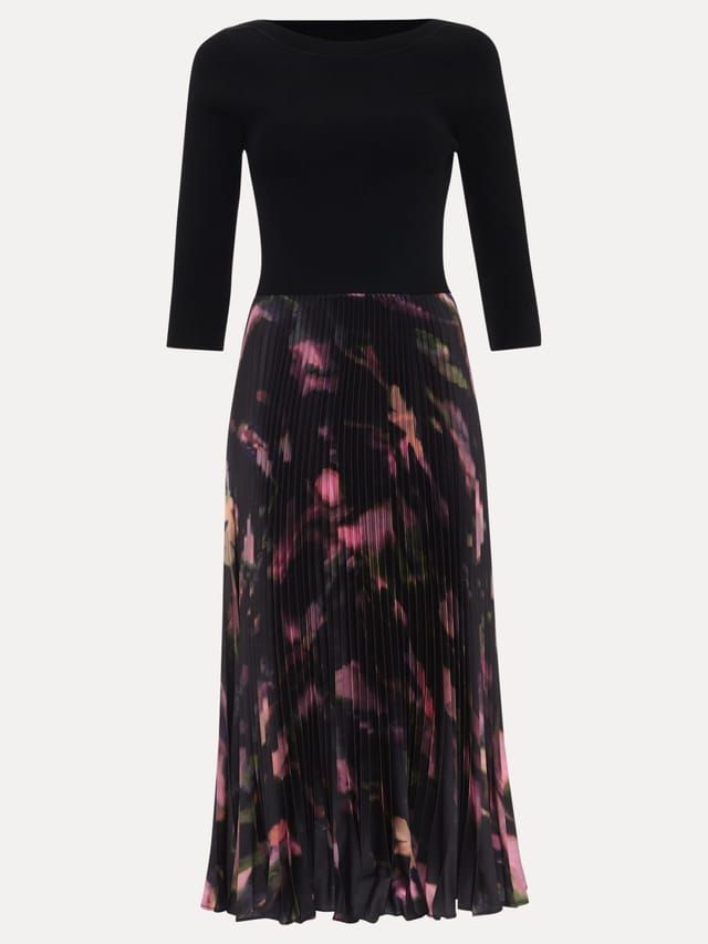 Phase Eight Phase Eight Women's Rhea Long Sleeve Abstract Dress in Dark Pink - 2