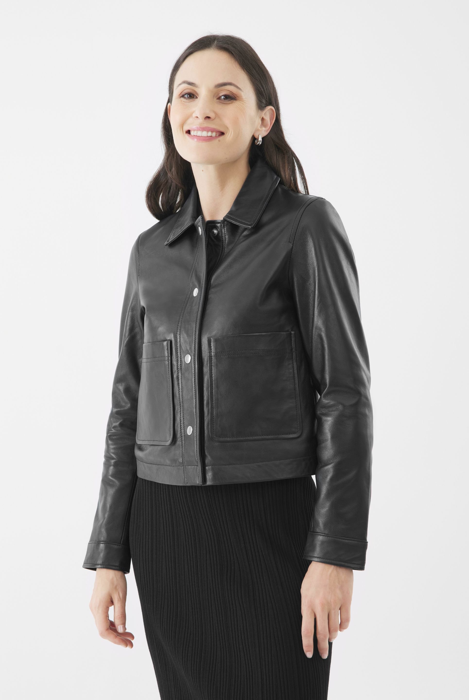 Bolongaro Trevor Bolongaro Trevor Women's Real Leather Evie Worker Jacket in Black - 3