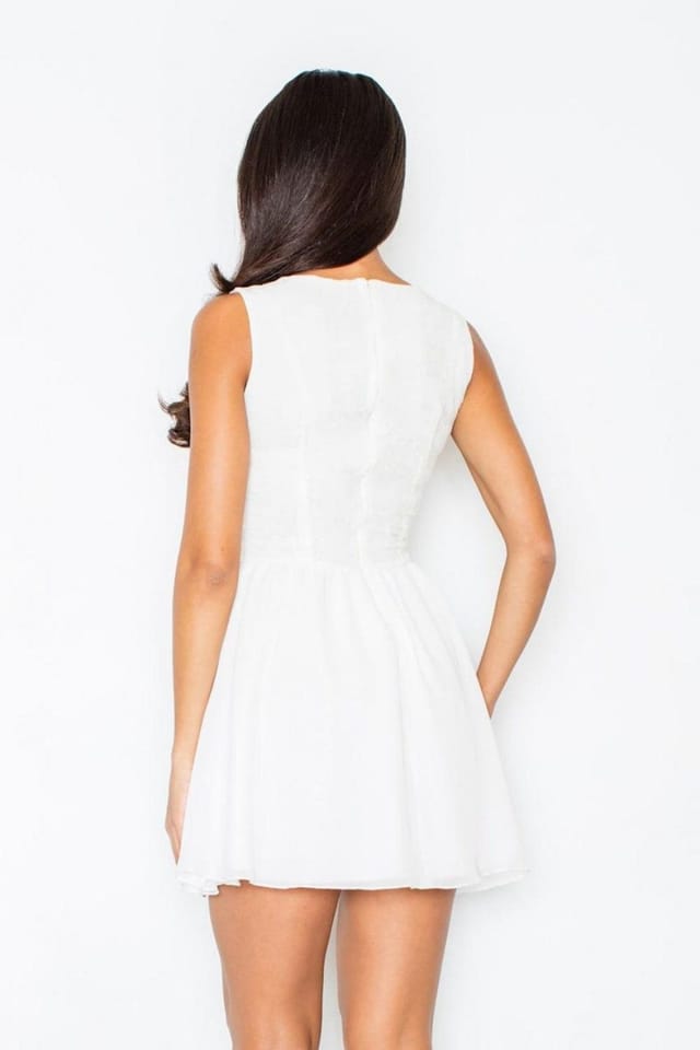 Love Lace Love Lace Women's Sleeveless Lace Semi Sheer Shift Dress in White - 3