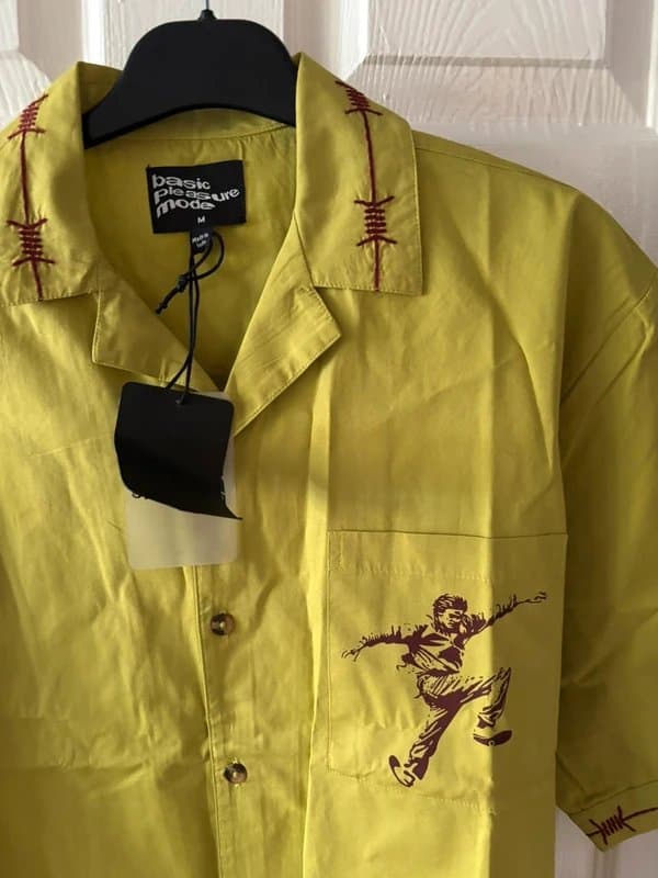 Urban Outfitters Basic Pleasure Mode Graphic Skate Shirt Medium BNWT Lime Green Streetwear