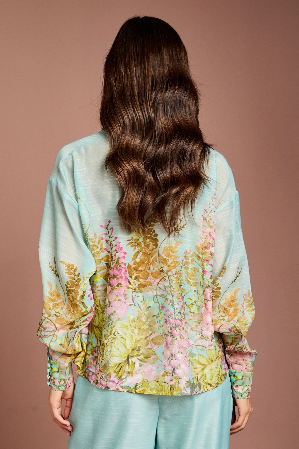 Coast Coast Women's Placement Print Shirt in Duck Egg Blue - 3