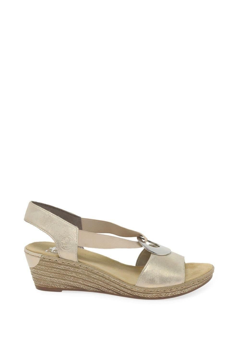 Rieker Rieker Women's 'Alula' Wedge Heel Sandals in Gold