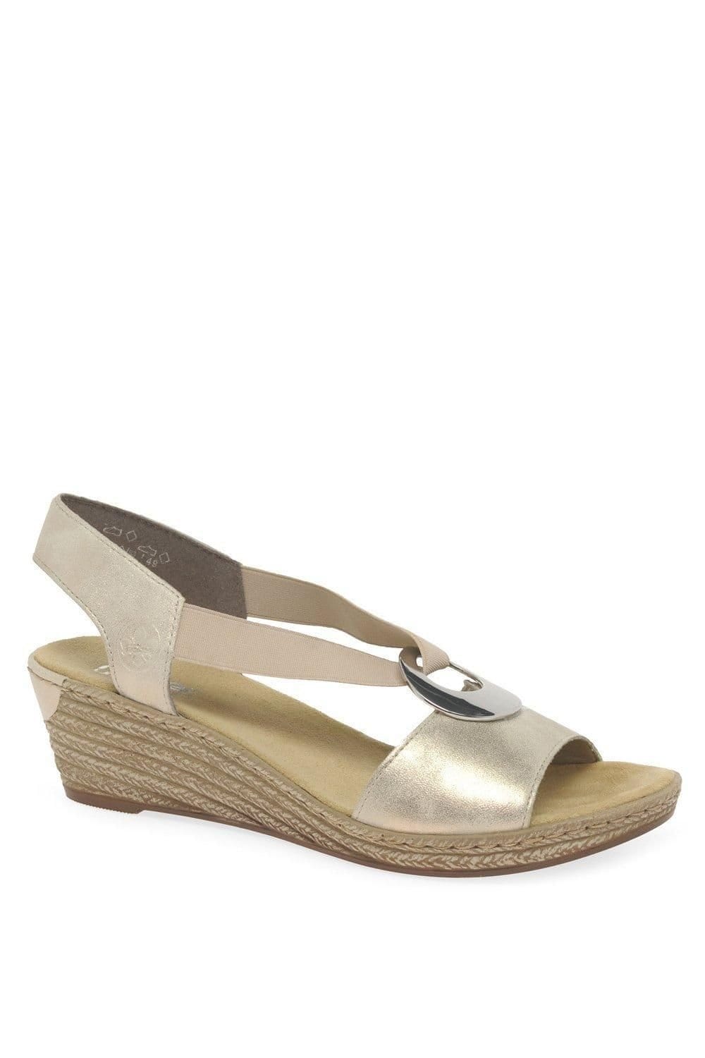 Rieker Rieker Women's 'Alula' Wedge Heel Sandals in Gold - 4