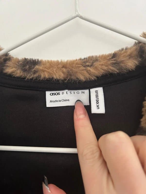 ASOS Asos leopard print fur trim cardigan