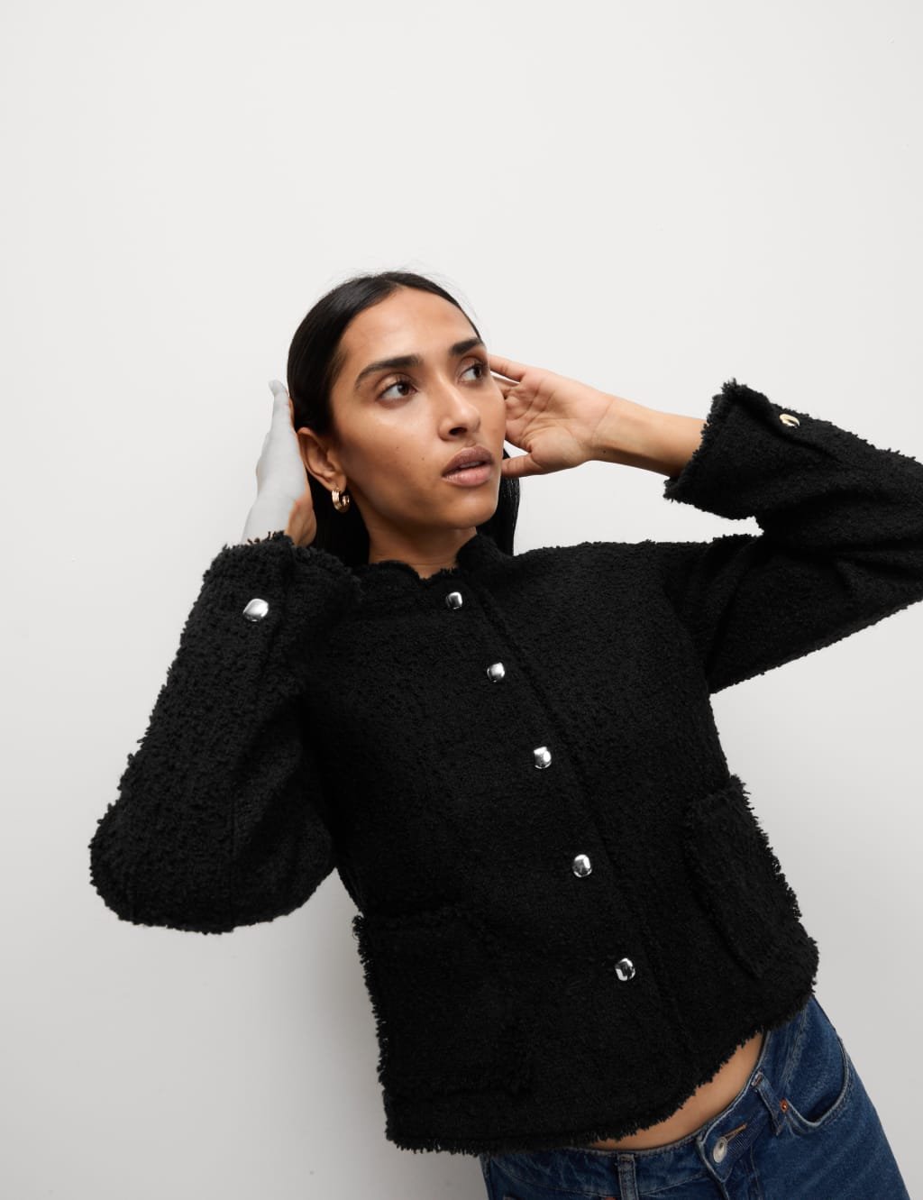 Marks & Spencer M&S Textured Jacket with Wool Black - 2