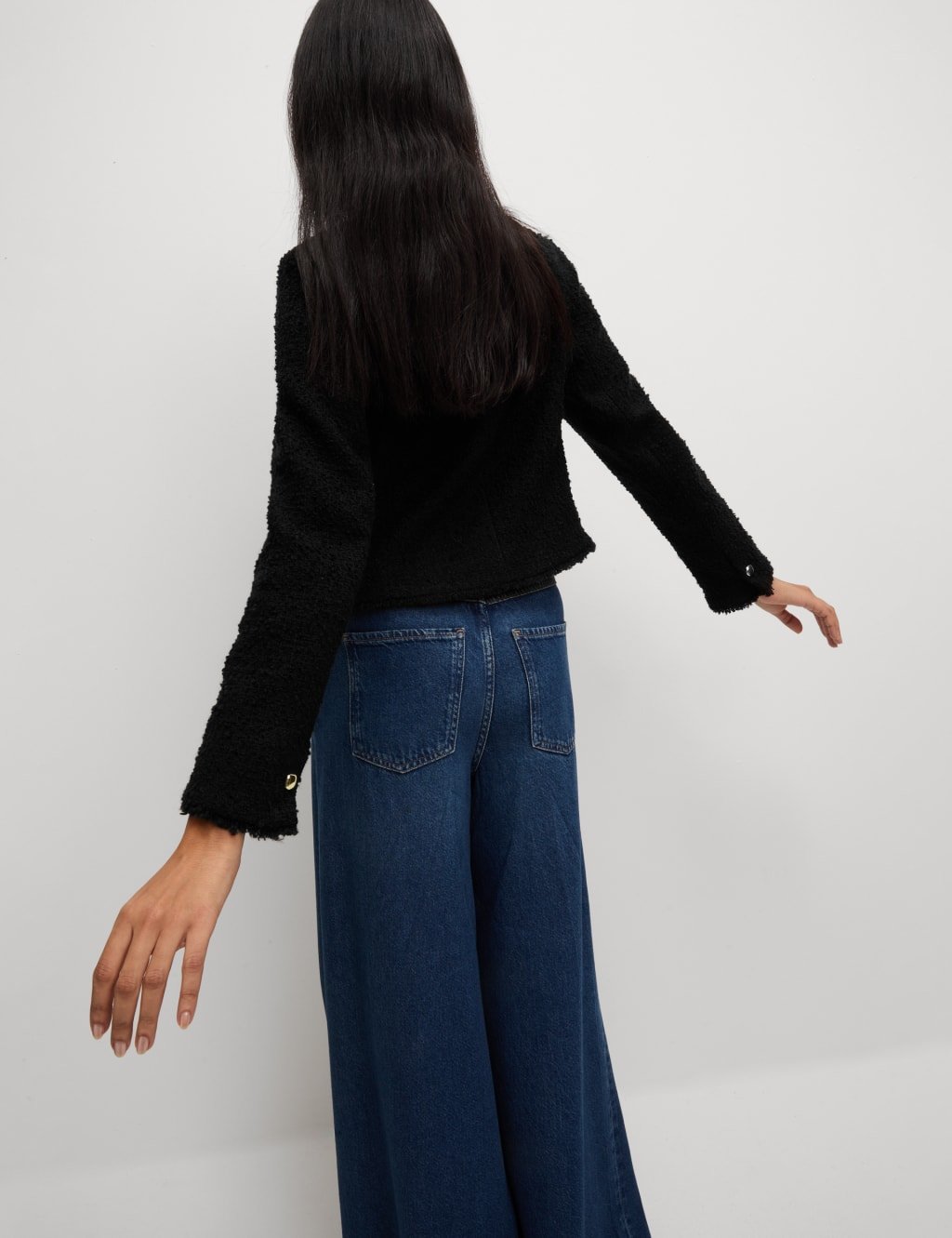 Marks & Spencer M&S Textured Jacket with Wool Black - 3