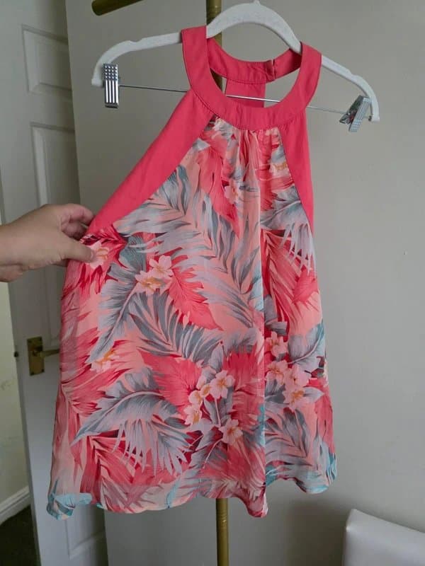 ASOS Stunning neon pink and blue palm tree halter neck top / blouse