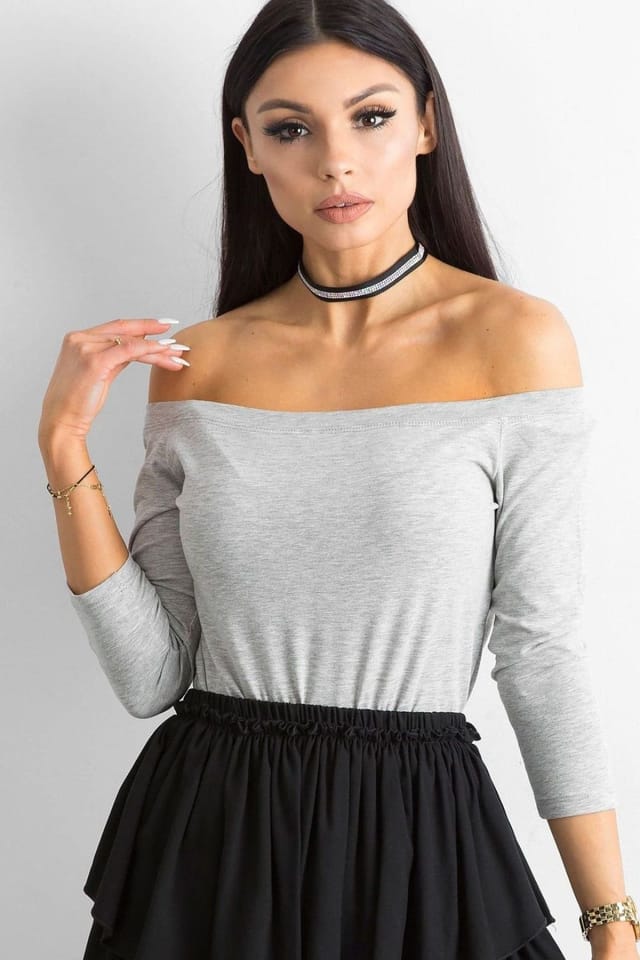 Love Lace Love Lace Women's Spanish Straight Cut Blouse 3/4 Sleeves in Grey - 2