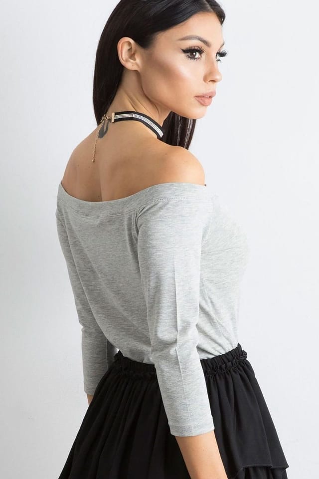 Love Lace Love Lace Women's Spanish Straight Cut Blouse 3/4 Sleeves in Grey - 3