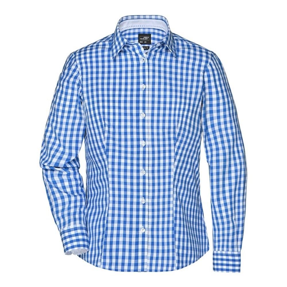 James and Nicholson James and Nicholson Women's Checked Blouse in Mid Blue