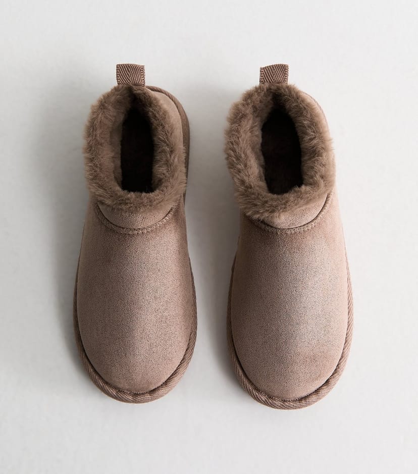 New Look Women's Light Brown Faux Suede Low Boot Slippers Vegan New Look - 1