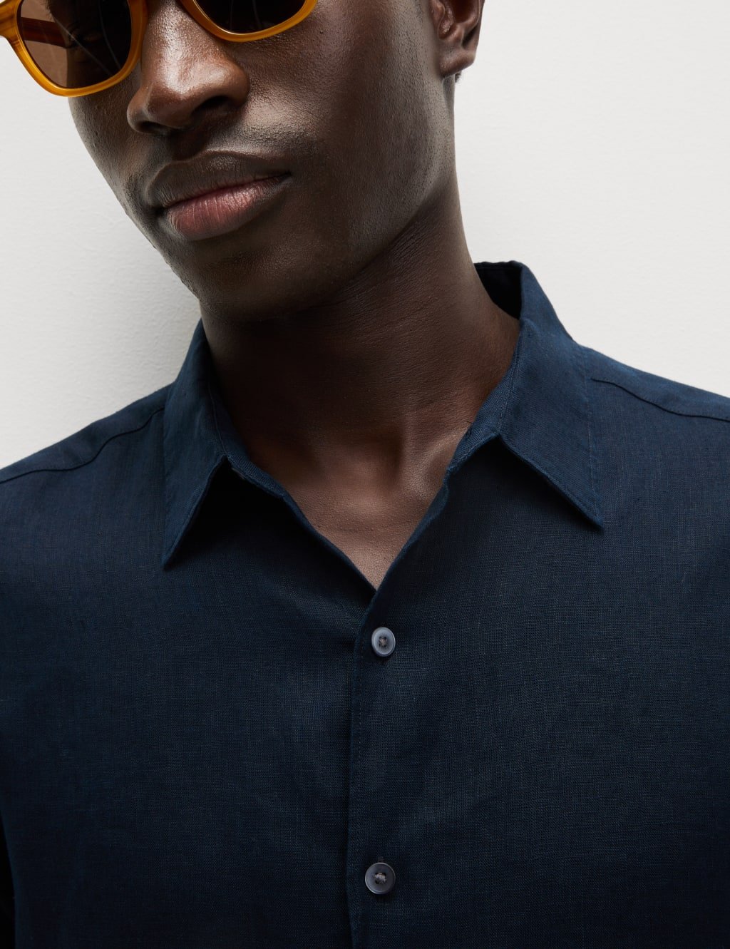 Marks & Spencer M&S Regular Fit Pure Linen Shirt Navy - 2