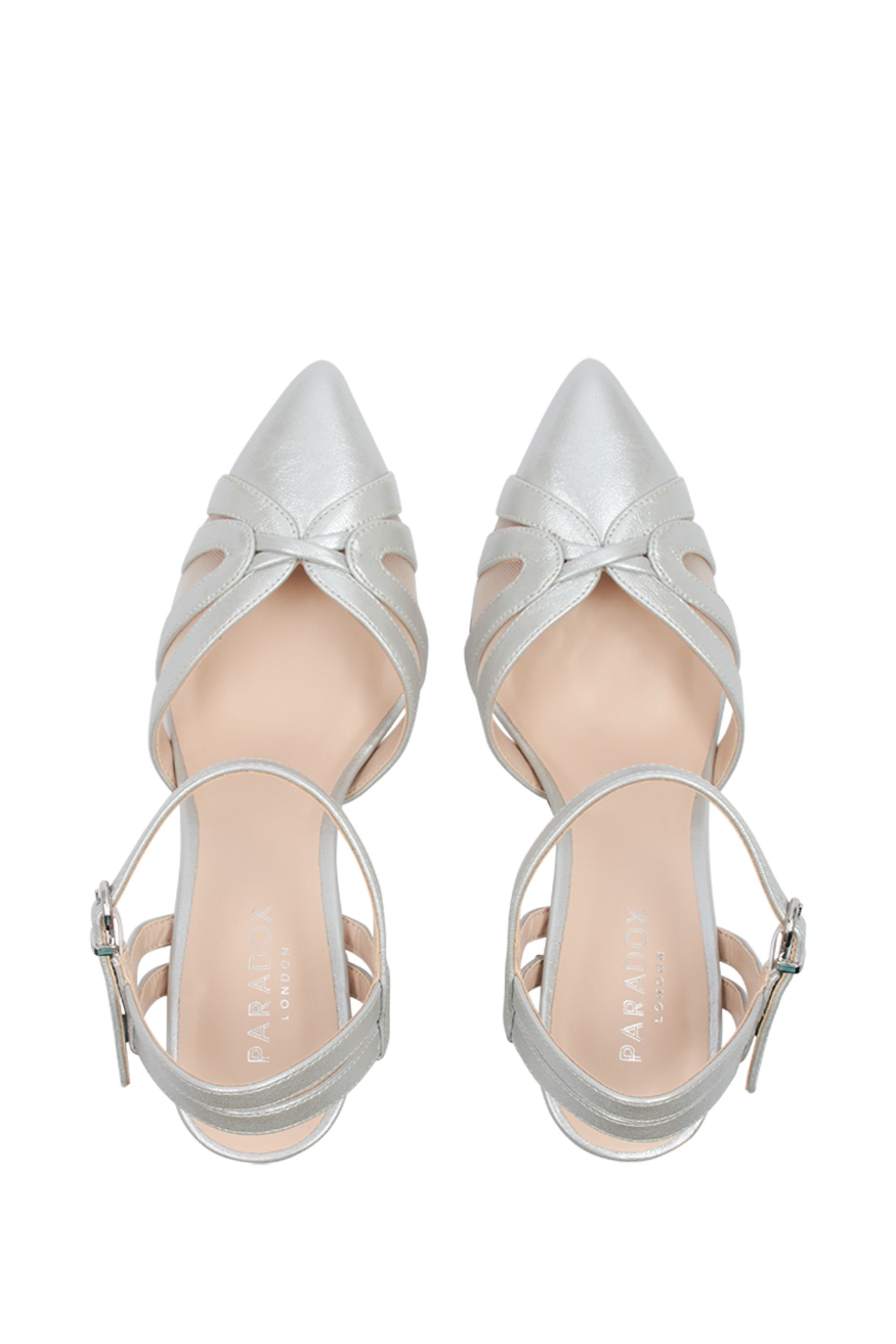 Paradox London Paradox London Women's 'Kimora' Block Heel Pointed Court Shoes in Silver - 3