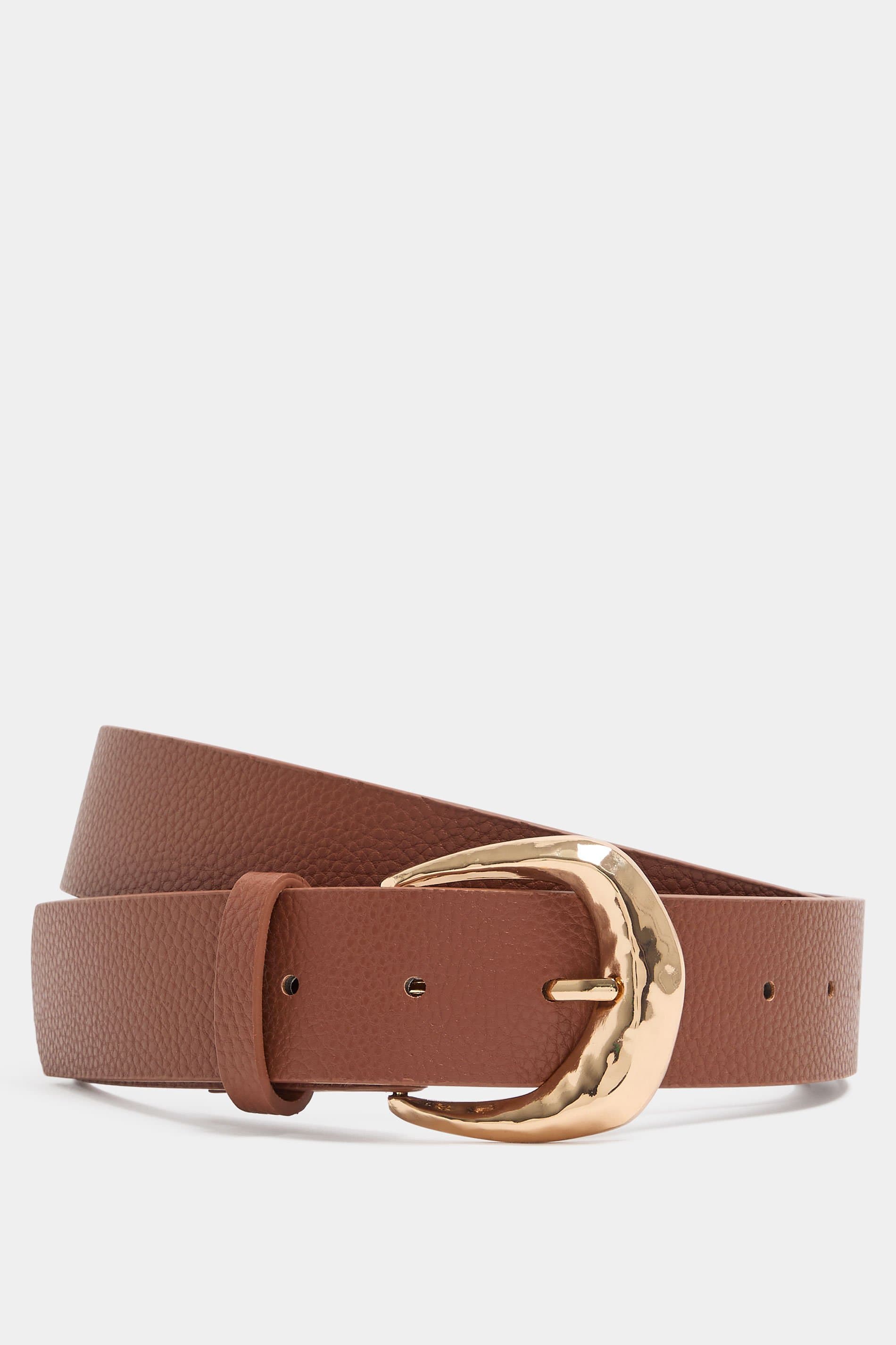 Yours Brown Textured Buckle Belt